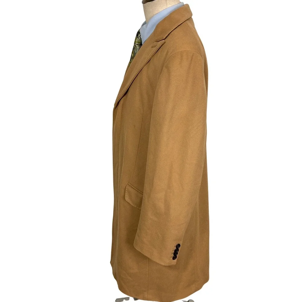 Banana Republic Overcoat Mens XLarge Camel Topcoat 3 Pocket Pick Stitch Winter‎